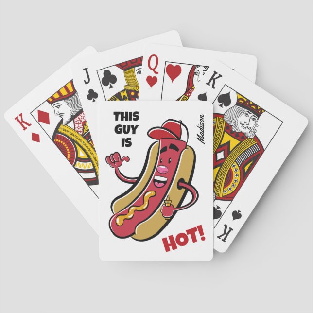 Custom Name & Text Hot Dog Playing Cards (Back)