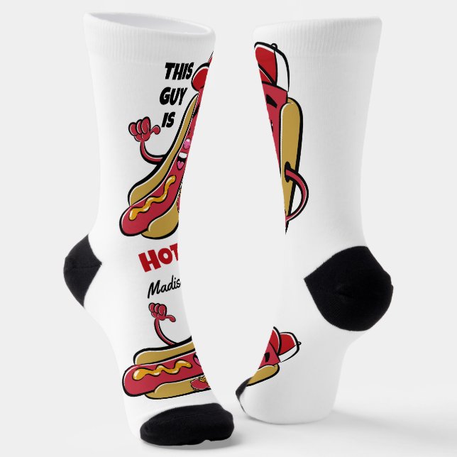Custom Name & Text Hot Dog Socks (Angled)