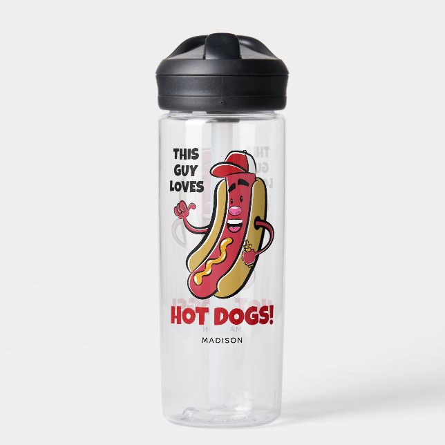 Custom Name & Text Hot Dog Water Bottle (Front)