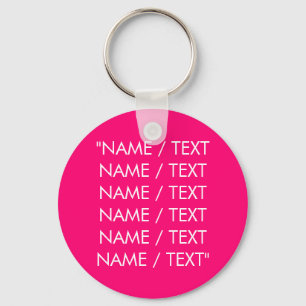 Custom Name text hot pink fuchsia minimalist  Keychain