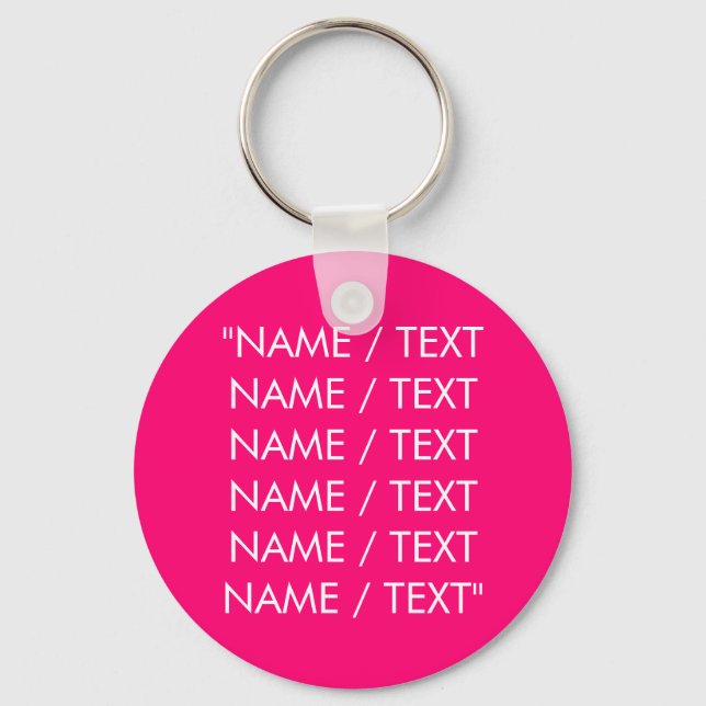 Custom Name text hot pink fuchsia minimalist  Keychain (Front)