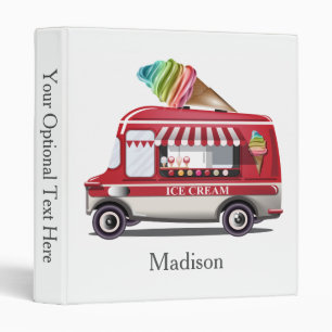 Custom name & Text Ice Cream Truck binders