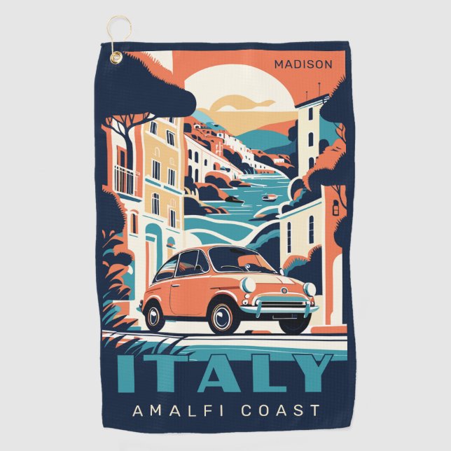 Custom Name & Text Italy Golf Towel (Front)