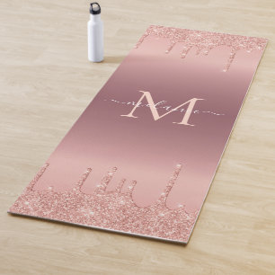 Custom Name Text Letter Rose Gold Yoga Mat