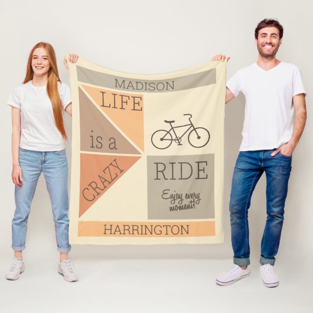 Custom Name / Text Life is a Crazy Ride Fleece Blanket (In Situ)