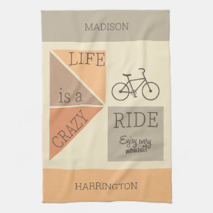 Custom Name / Text Life is a Crazy Ride Kitchen Towel