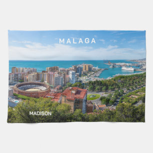 Custom Name & Text Malaga Spain Areal Photograph Kitchen Towel