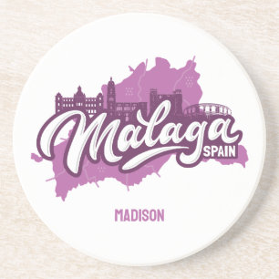 Custom Name / Text Malaga Spain Coaster