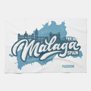Custom Name / Text Malaga Spain Kitchen Towel
