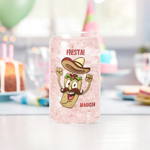 Custom Name & Text Mexican Fiesta Can Glass