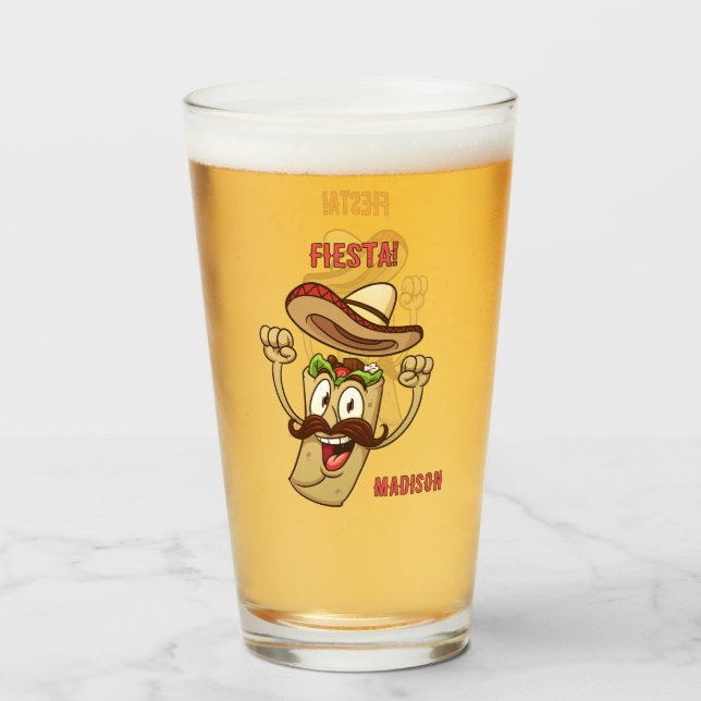 Custom Name & Text Mexican Fiesta Glass (Back Filled)