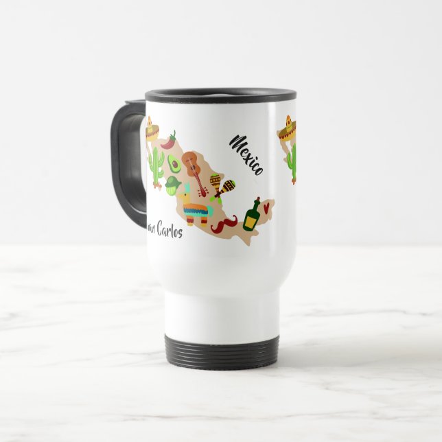 Custom name & text MEXICO cultural map mugs (Front Left)