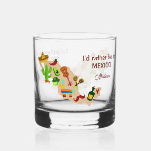 Custom name & text MEXICO cultural map Whiskey Glass