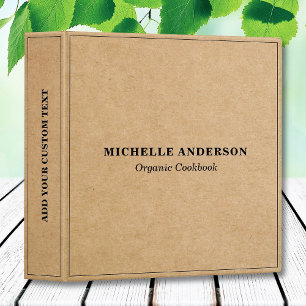 Custom Name Text Modern Kraft Paper Style Binder