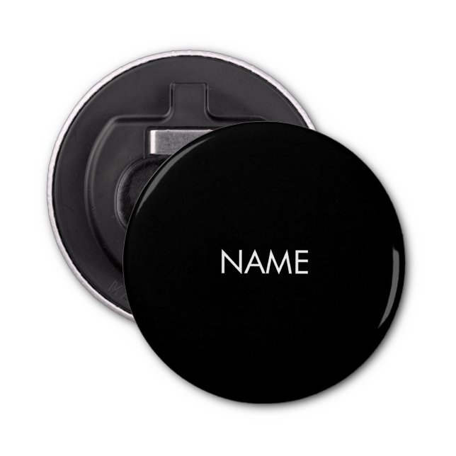 Custom name text monogram black white minimalist bottle opener (Front)