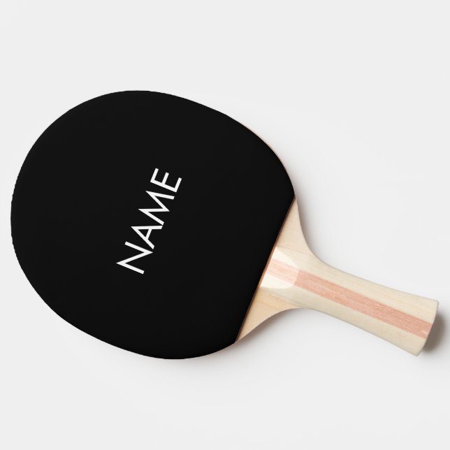 Custom name text monogram black white minimalist  ping pong paddle (Side)