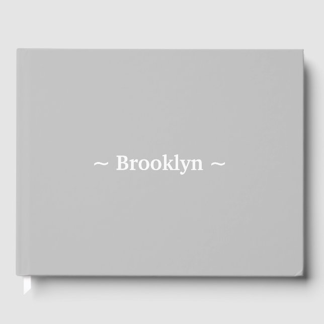 Custom name text monogram light grey guest book (Front)