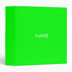 Custom name text monogram neon green minimalist binder