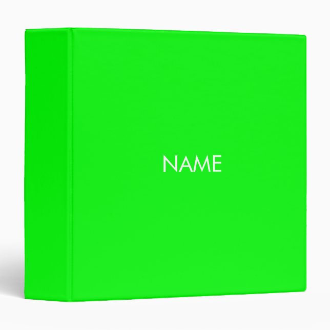 Custom name text monogram neon green minimalist binder (Front/Spine)
