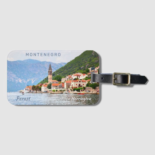Custom Name & Text Montenegro Luggage Tag (Front Horizontal)