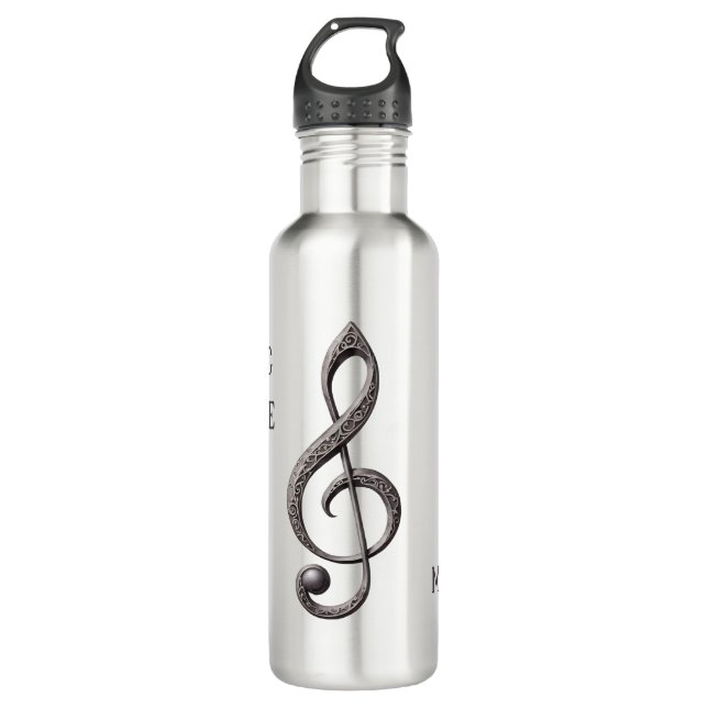 Custom Name & Text Musical Clef Note 710 Ml Water Bottle (Front)