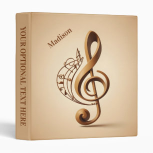 Custom Name & Text Musical Clef Note Binder