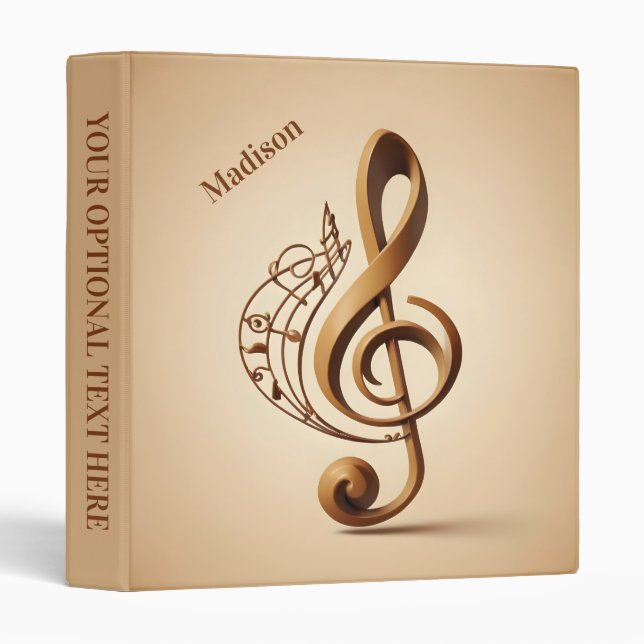 Custom Name & Text Musical Clef Note Binder (Front/Spine)