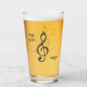 Custom Name & Text Musical Clef Note Glass