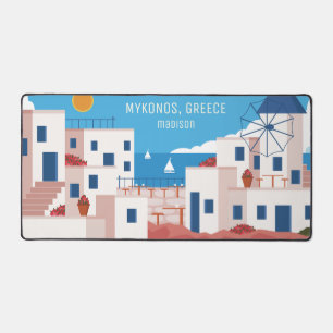 Custom Name & Text Mykonos Greece Desk Mat