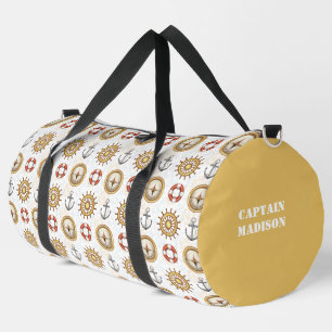 Custom Name & Text Nautical Pattern Duffle Bag