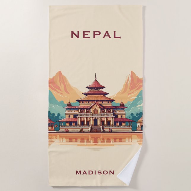 Custom Name & Text Nepal Beach Towel (Front)
