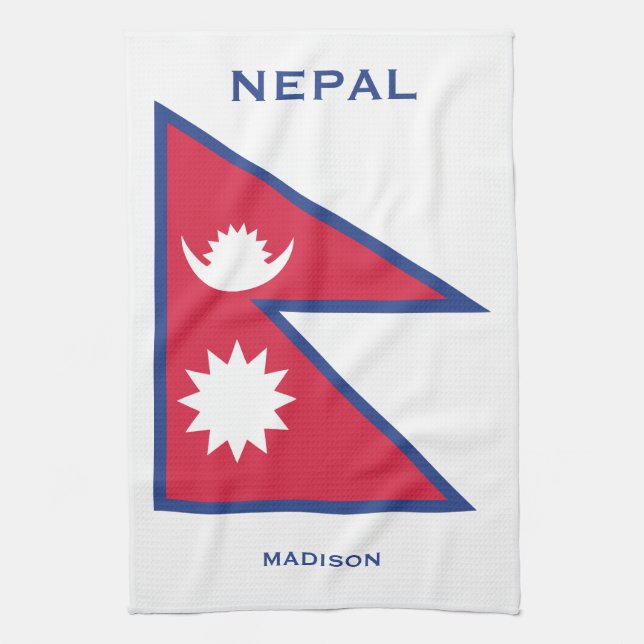 Custom Name & Text Nepal Flag Kitchen Towel (Vertical)
