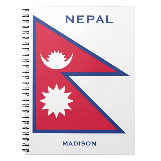 Custom Name & Text Nepal Flag Notebook (Front)
