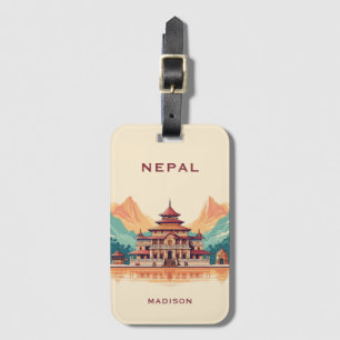 Custom Name & Text Nepal Luggage Tag