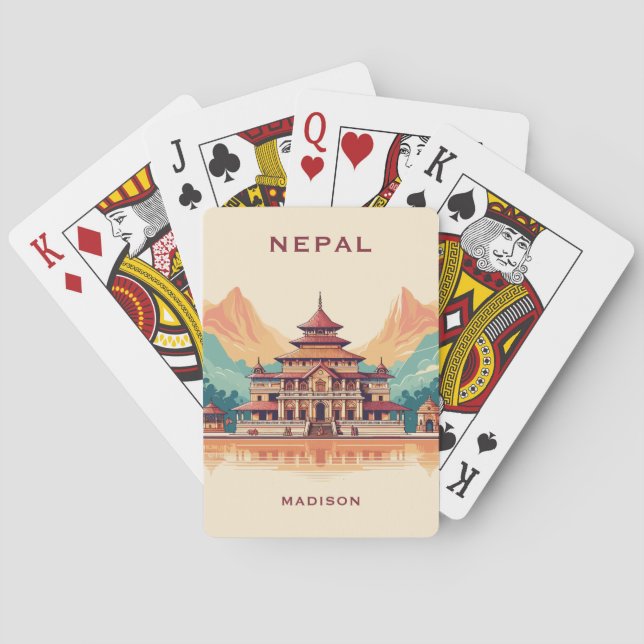 Custom Name & Text Nepal Playing Cards (Back)