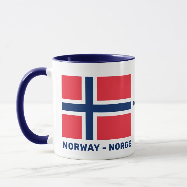 Custom Name & Text Norwegian Flag Mug (Left)