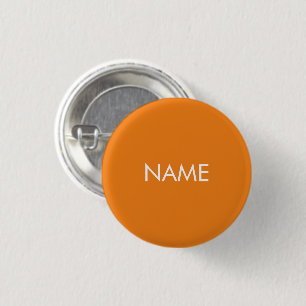 Custom name text orange white minimalist 1 inch round button