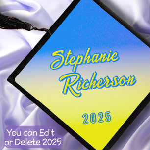 Custom Name Text Peace No War Ukraine Blue Yellow Graduation Cap Topper