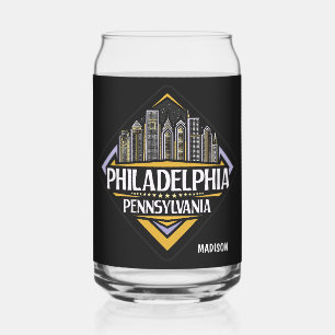 Custom Name / Text Philadelphia Pennsylvania Can Glass