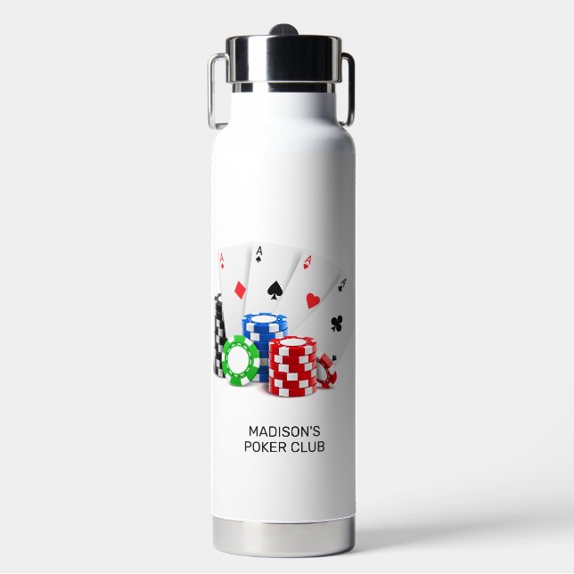 Custom Name & Text Poker / Casino Water Bottle (Front)