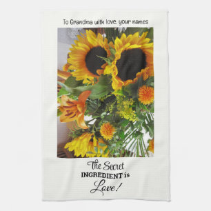 Custom Name, Text Quote Sunflower Print 16x24 Kitchen Towel