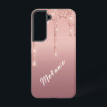 Custom Name Text Rose Gold Blush Glitter Gift Samsung Galaxy Case<br><div class="desc">Custom Name Text Rose Gold Blush Glitter Sparkle Personalized Birthday - Anniversary or Wedding Gift / Suppliest - Add Your Name - Text or Remove - Make Your Special Gift - Resize and move or remove and add text / elements with customization tool. Design by MIGNED. Please see my other...</div>