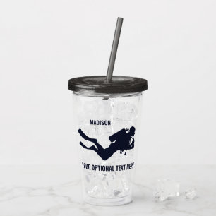 Custom Name & Text Scuba Diving Acrylic Tumbler