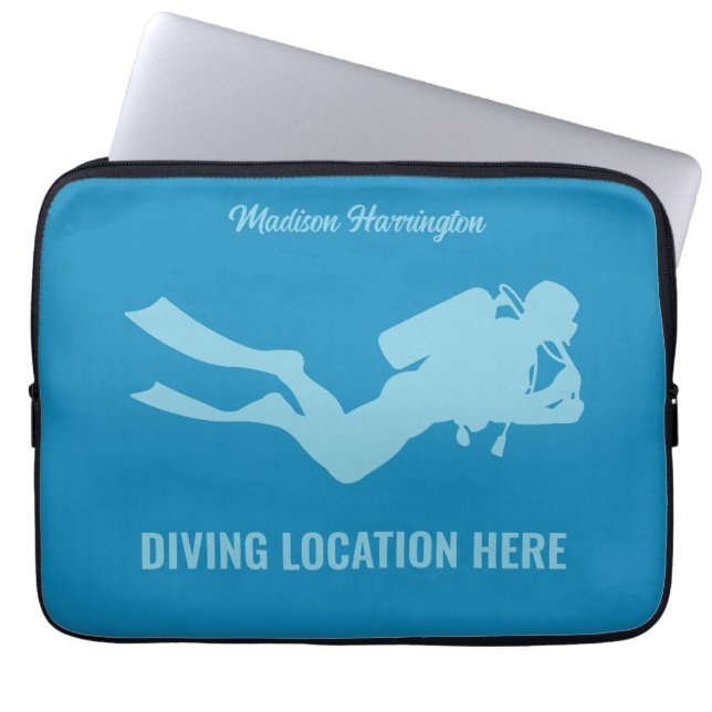 Custom Name & Text Scuba Diving Laptop Sleeve (Front)