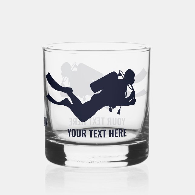 Custom Name & Text Scuba Diving Whiskey Glass (Back)