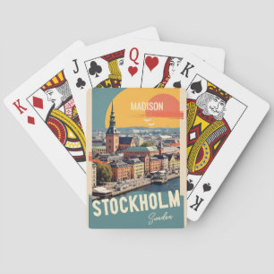 Custom Name & Text Stockholm Sweden Playing Cards
