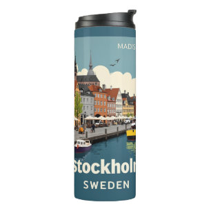 Custom Name & Text Stockholm Sweden Thermal Tumbler