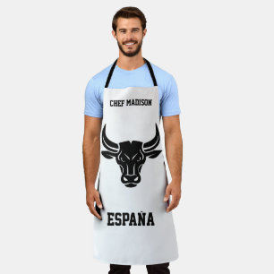 Custom name & text Stylized Bull Apron