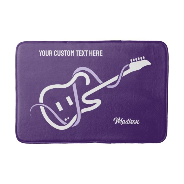 Custom Name & Text Stylized Guitar Bath Mat (Front)