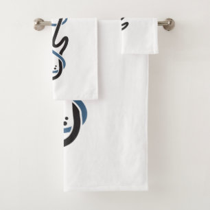 Custom Name & Text Stylized Guitar Bath Towel Set